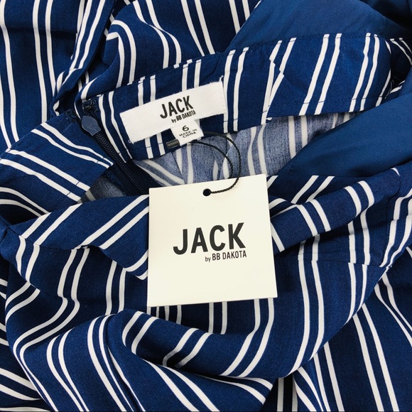 NWT BB Dakota Navy White Striped Halter Jumpsuit - Picture 8 of 8